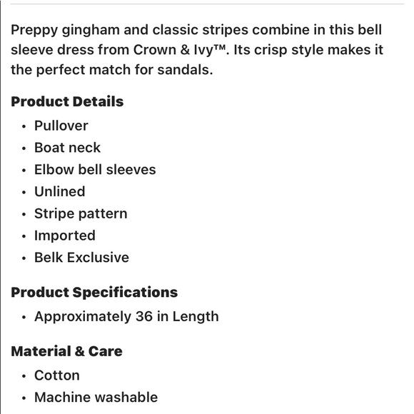 Crown & Ivy Large Pink/White Striped Cotton Dress - Picture 10 of 10